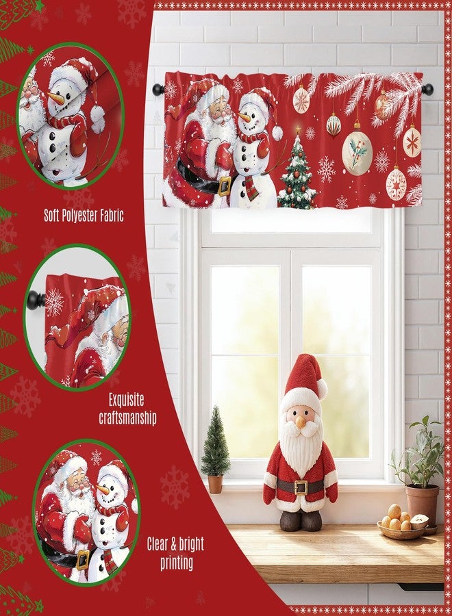 JRLCTECH Christmas Valance Curtain for Kitchen, Christmas Decorations Window Valance Curtains, Snowman Curtain Drapes for Living Room Bedroom 54x18 in, Rod Pocket Window Treatment - Image 4